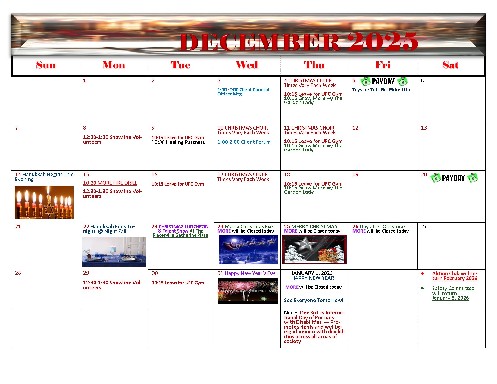 MORE December Calendar