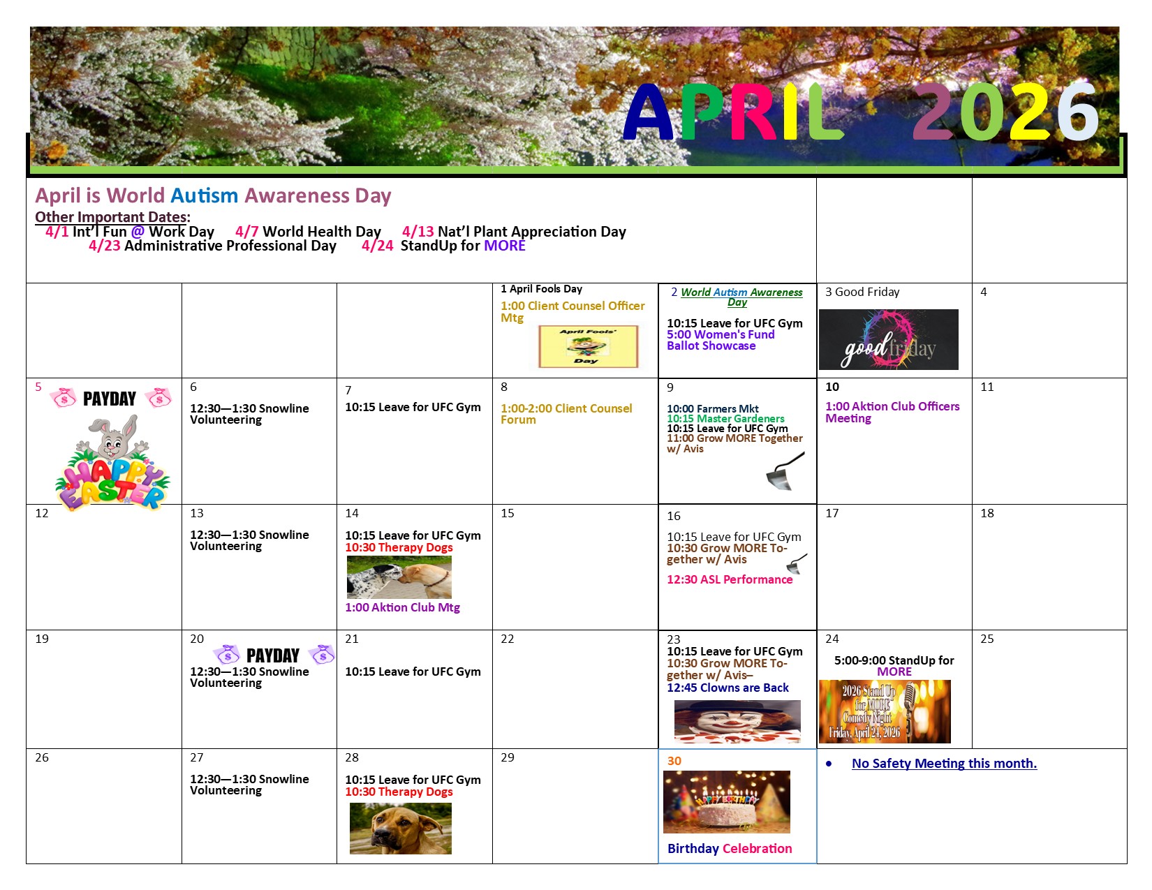 MORE April calendar